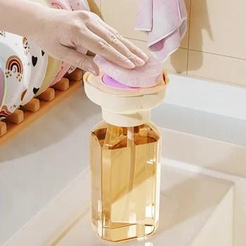 น้ำยาล้างจานแบบกด สำหรับใช้ในครัวเรือน พร้อมแปรงล้างจานแบบกด  แผ่นขัดล้างจาน  แปรงล้างชาม  กล่องใส่น้ำยาล้างจาน  รุ่นใหม่ 1