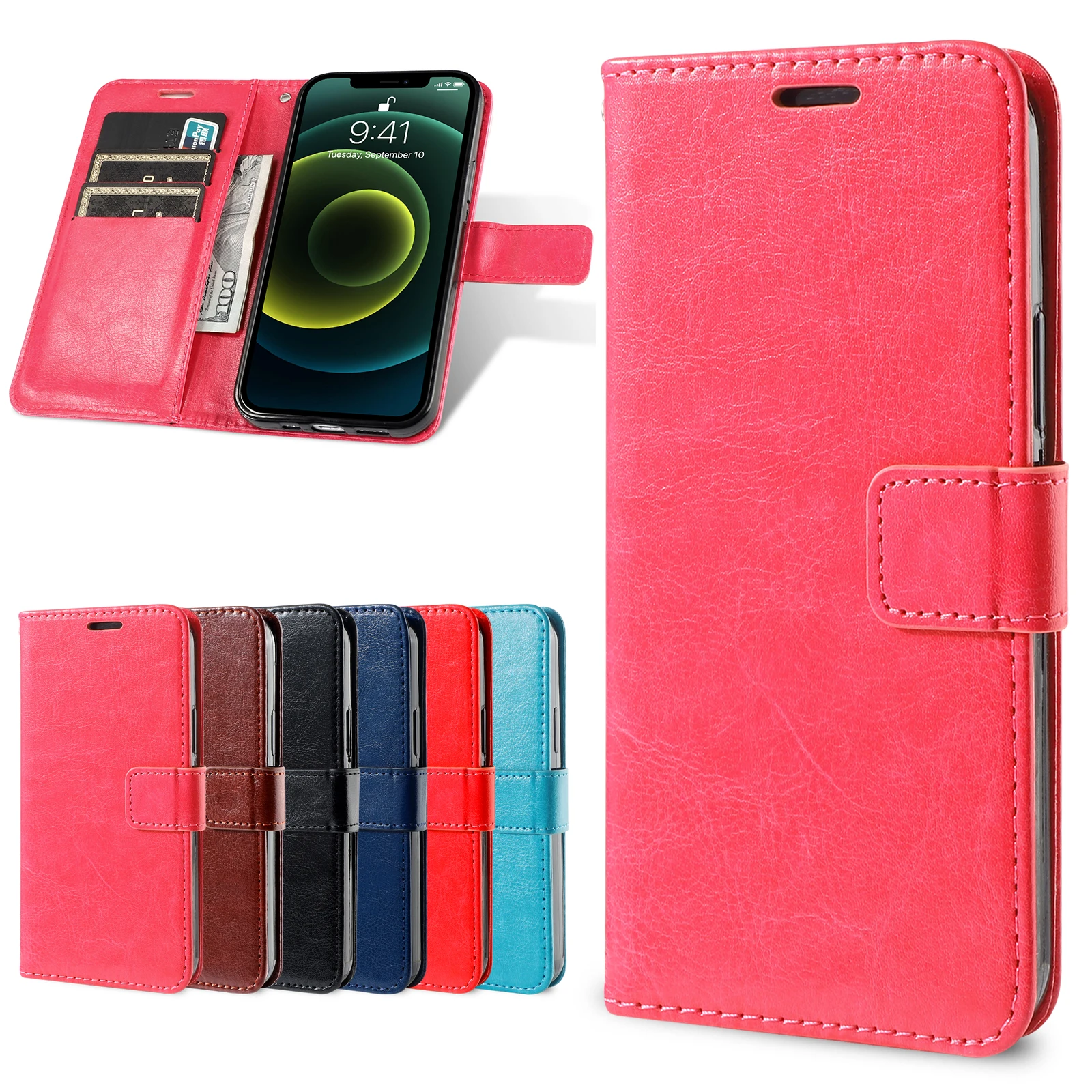 Leather Magnetic Flip Wallet Phone Cover and Case