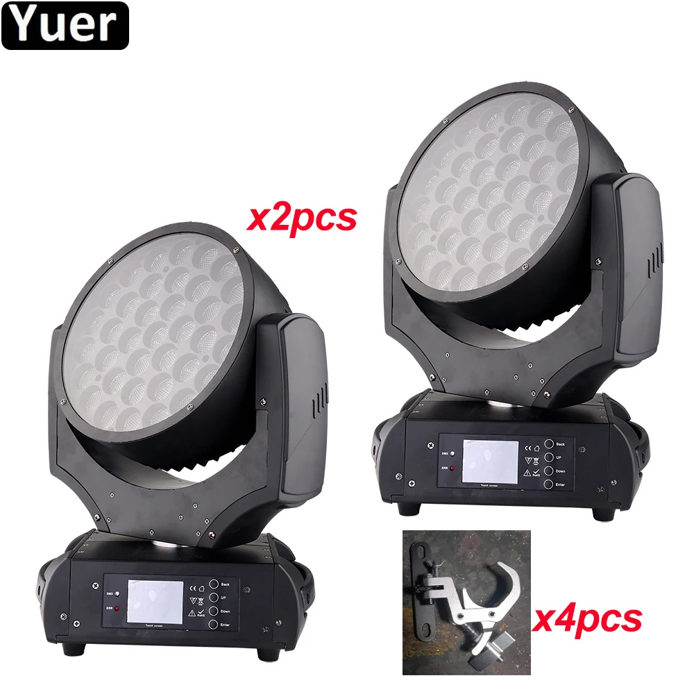 

2Pcs/Lot LED Zoom Wash 37x15W RGBW 4IN1 Color DMX Stage Lighting LED Moving Head Wash Light Good For DJ Disco Party And Clubs