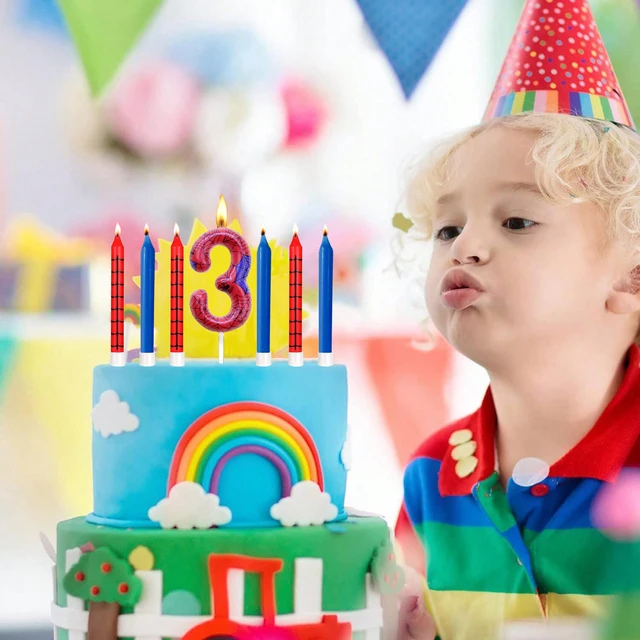 Bougies de numéro d'araignée rouge et bleue pour 8e anniversaire, 7 pièces, décorations de décoration de gâteau de bougie numéro 0-9 pour fêtes à thème de dessin animé d'araignée 2