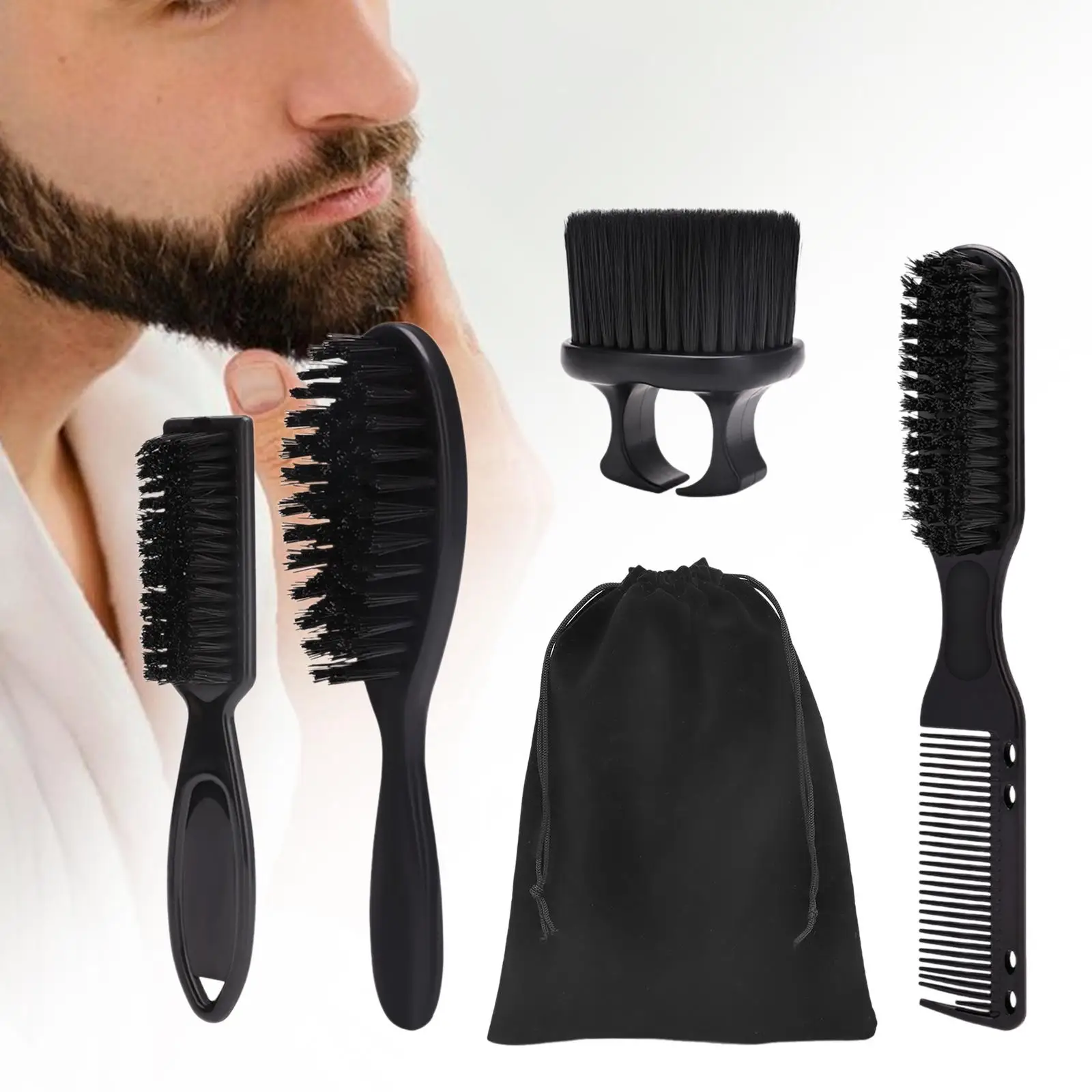 Barber Brush and Barber Comb Set Portable Cleaning Brush Hair Cutting Comb for Boyfriend Hair Cutting Father`s Day Gifts Dad Men