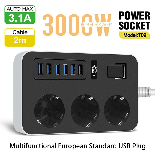 EU Plug AC Outlet Power Strip Multiprise Smart Home Extension Cord  Electrical Socket 6 USB Port 3.1A Phone Charge Network Filter - AliExpress