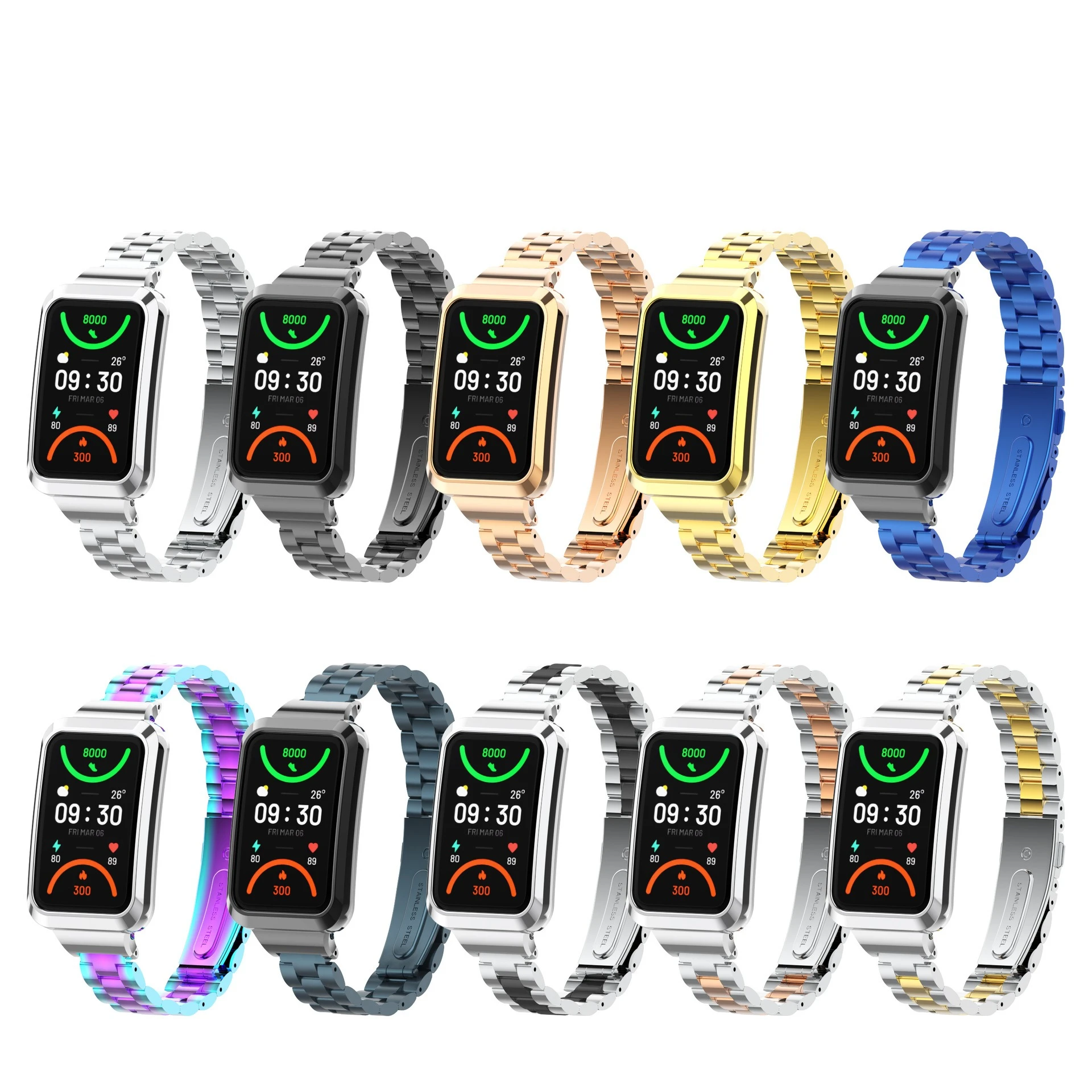 2-in-1 Metal Case and Stainless Steel Strap Set
