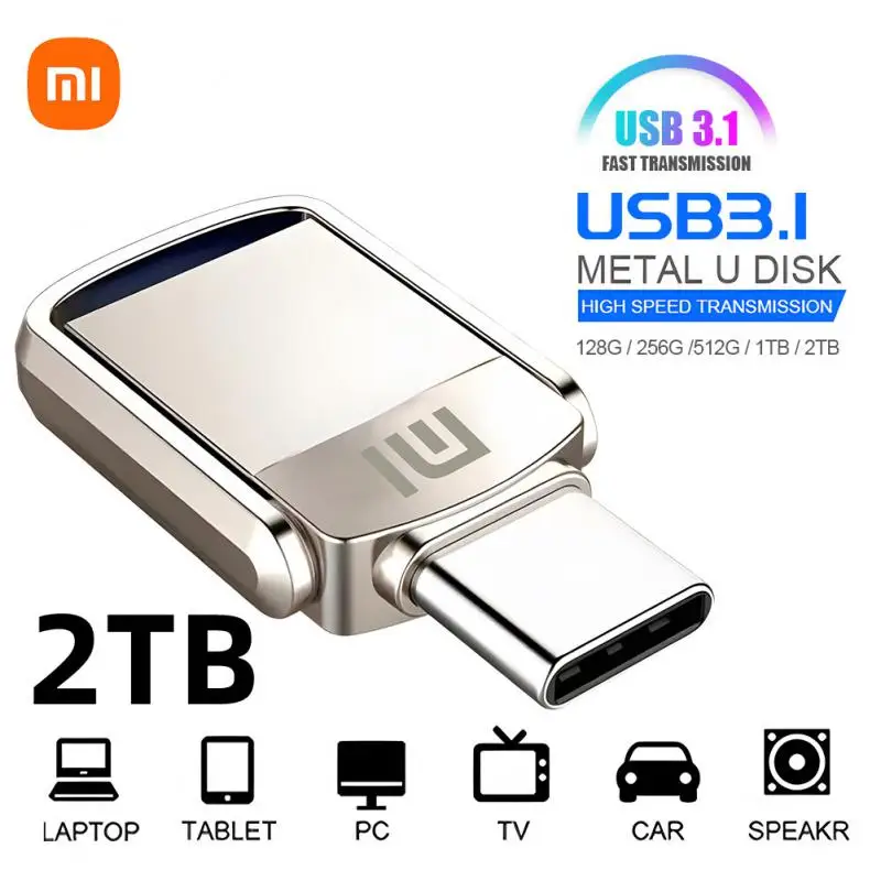 U Disk Xiaomi 2TB High Speed Usb 3.0 Type-C Interface Mobile Phone Pen Drive 1TB Computer Dual-Use OTG Dual Flash Memory