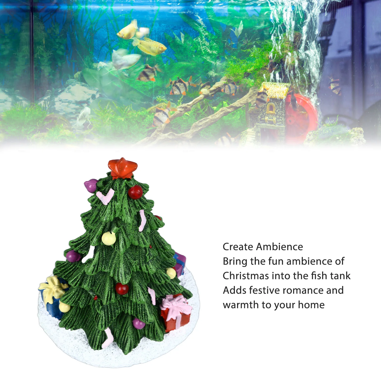 ZK30 Christmas Fish Tank Ornament Exquisite Beautiful Resin Aquarium Craft Decoration for Home Christmas Tree