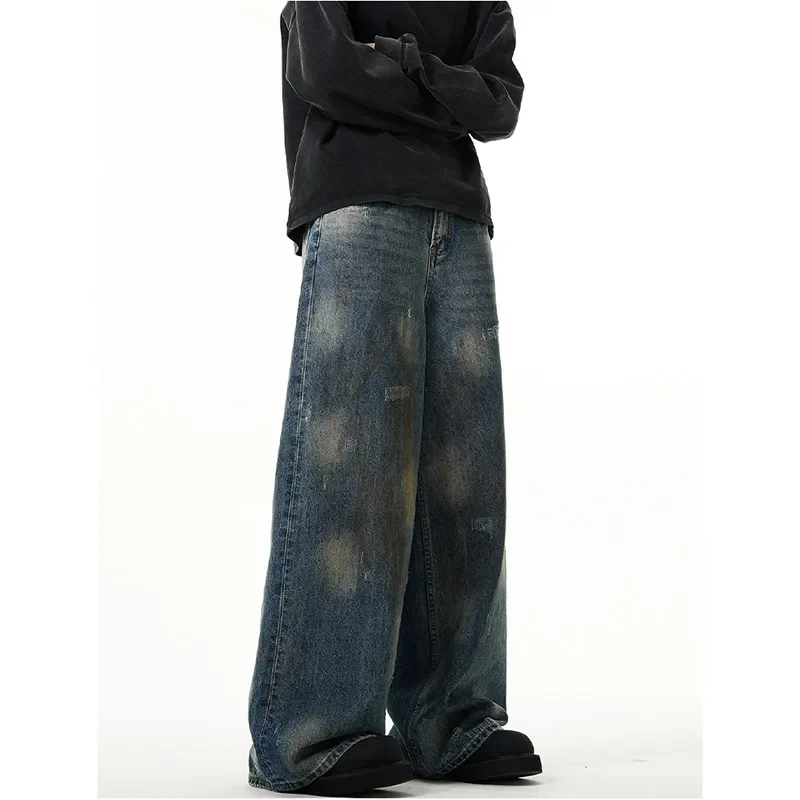 Streetwear Style Blue Straight Vintage High Waist Jeans Pants HarajukuRetro Style Women's Wide Leg Baggy Y2K Denim Trouser
