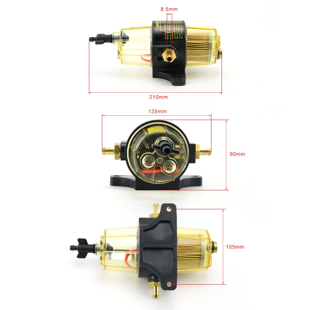 UF-10K Fuel Filter Element Water Separator Assembly With 2PCS/4PCS Extra Filter Element For Outboard Motorboat Engine
