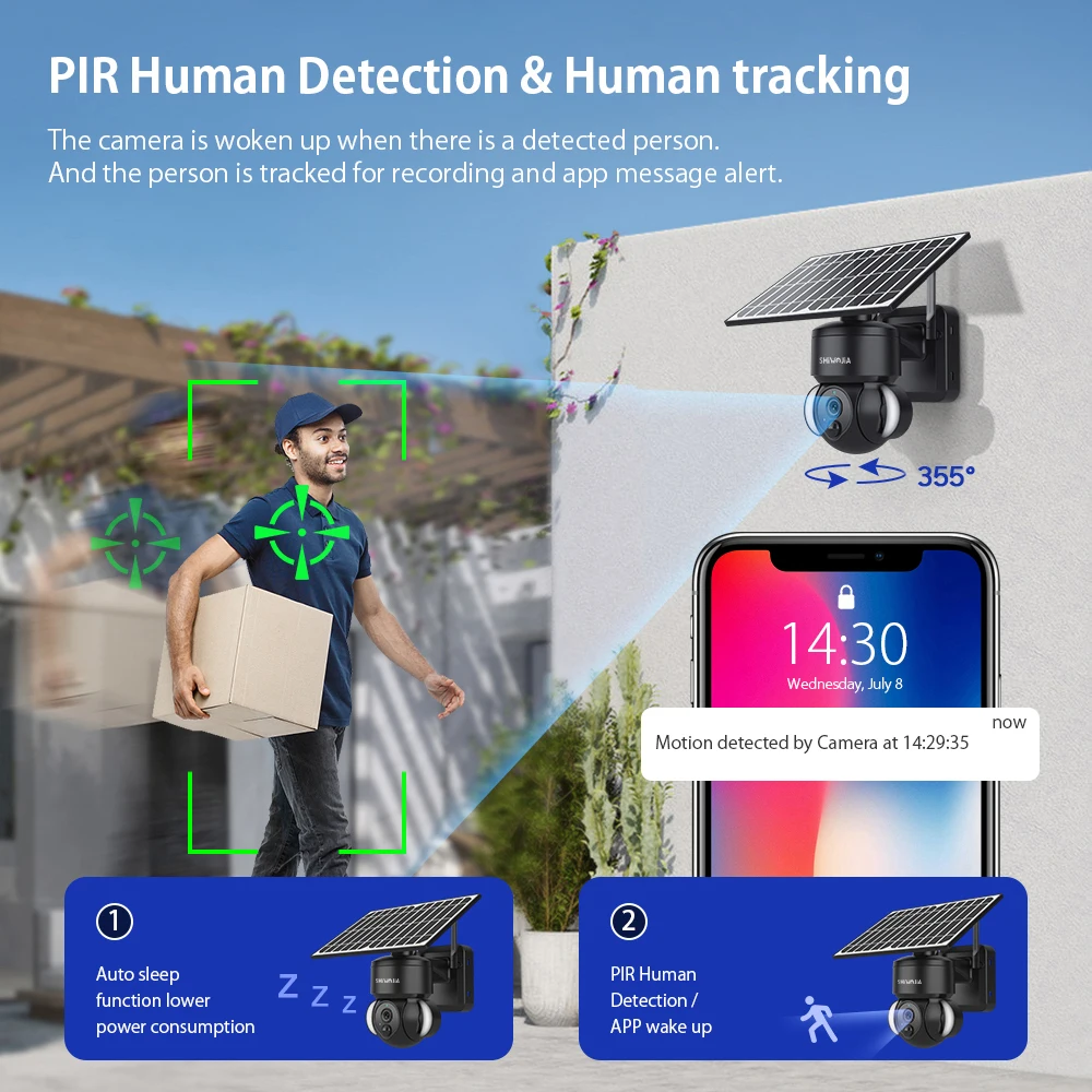 SHIWOJIA 4MP WIFI كاميرا تعمل بالطاقة الشمسية 4G ب...