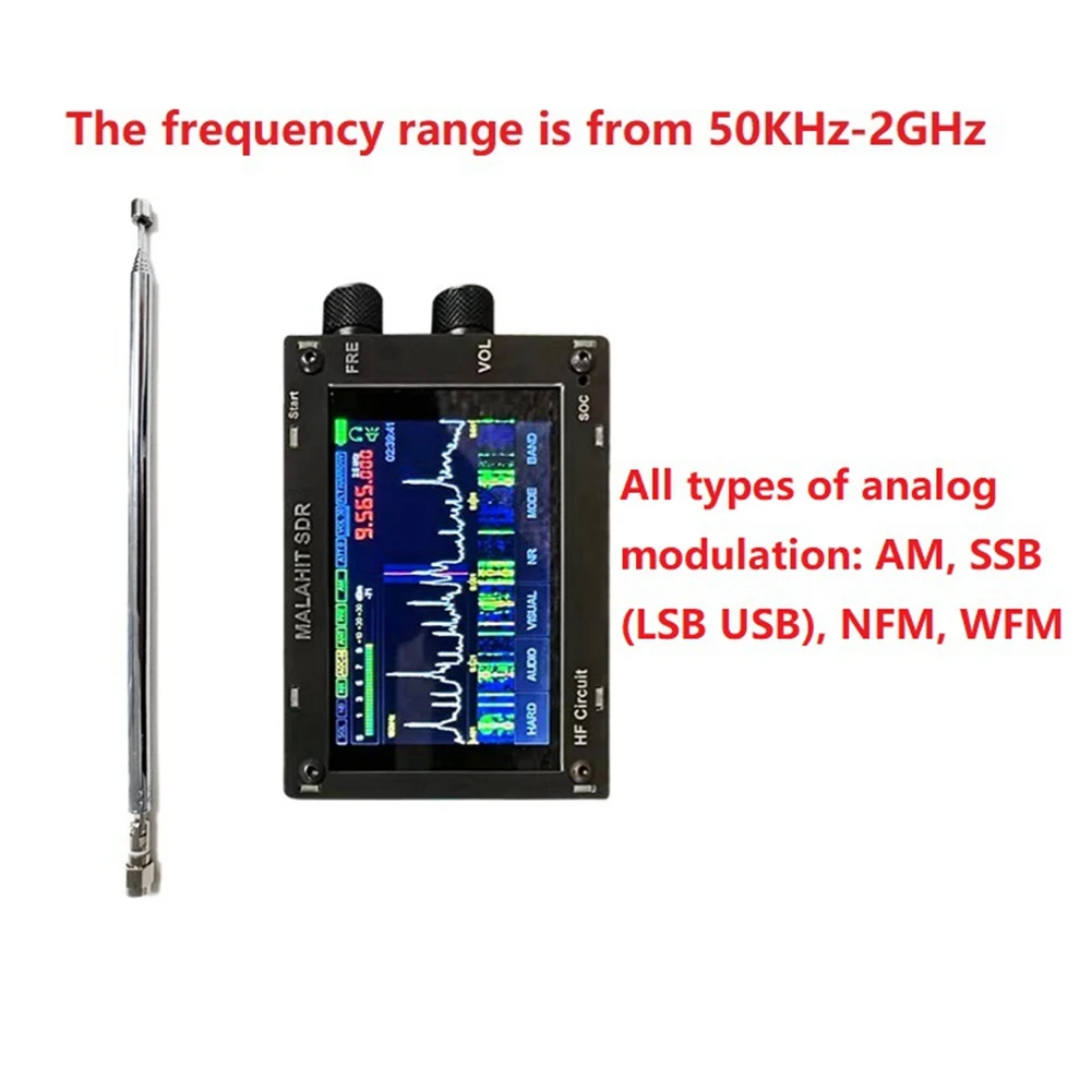 

3.5 Inch Touch Screen Malachite SDR Pro Radio 50KHz-2GHZ Full Band Aviation Band DSP SDR Receiver with Antenna (White)