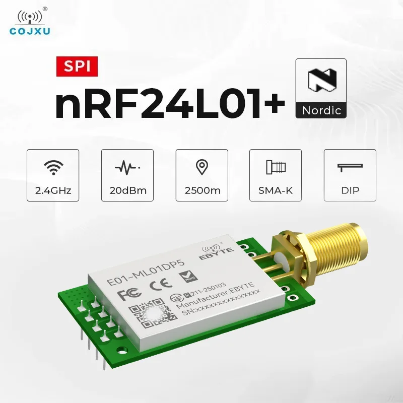 Module Sans Fil CDEBYTE E01 Série 2.4GHz NRF24L01P NRF24L01 IoT Module RF Nordique NRF24L01 PA LNA 20dBm 100mW 2.4g émetteur-récepteur