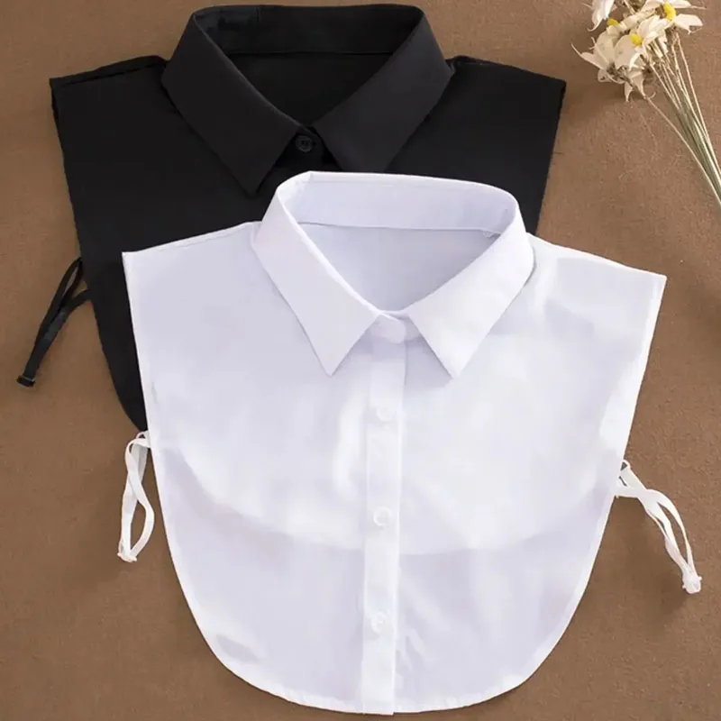 

Винтажная блузка из 2024 хлопка с имитацией воротника с кристаллами, однотонный съемный воротник рубашки, блузка с имитацией лацкана, топ, женские аксессуары для одежды