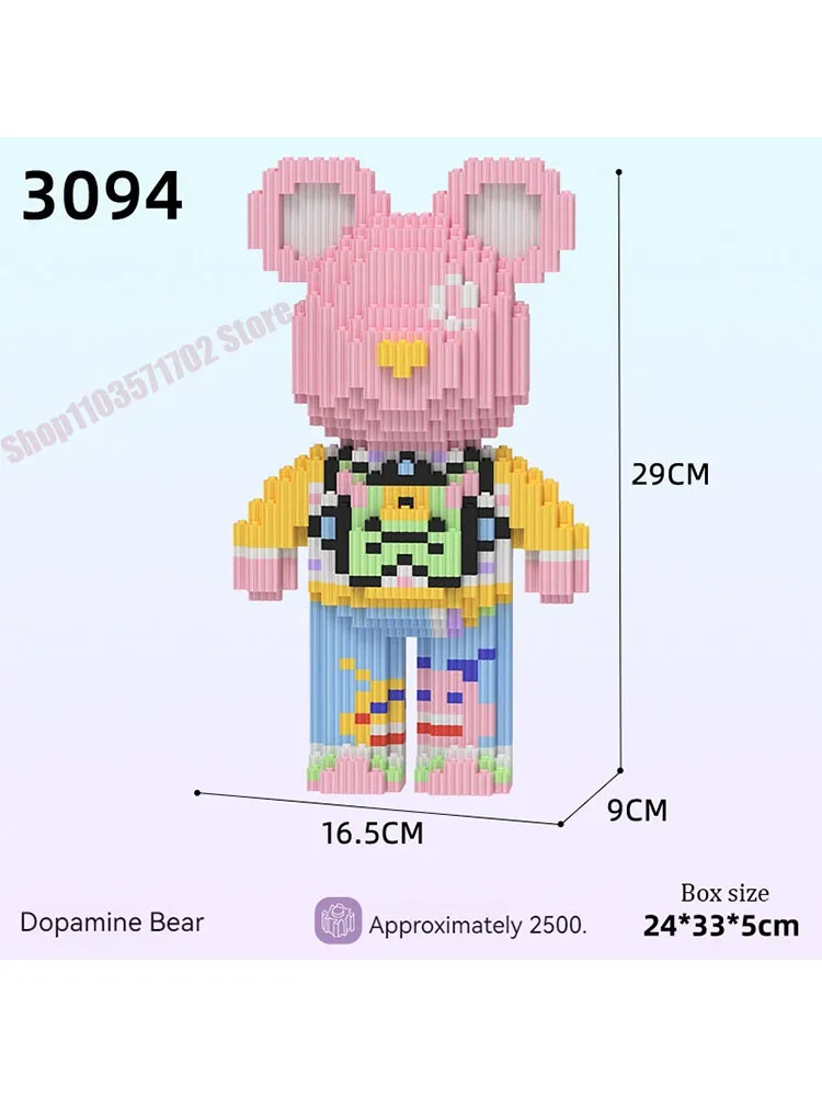 

Bearbricks Bearbricking With Light Building Blocks Love Violent Bear Bearbrick Micro MOC Block Construction Bricks Gift