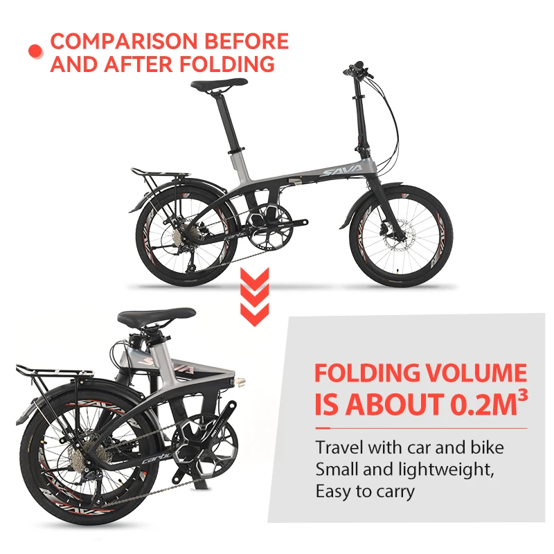 Savaz1カーボンファイバー折りたたみ自転車20インチ大人用