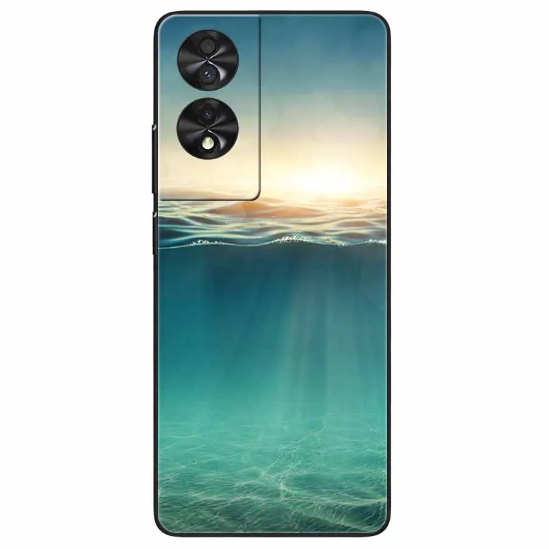 Floral Silicone Soft TPU Phone Cover with Black Bumper