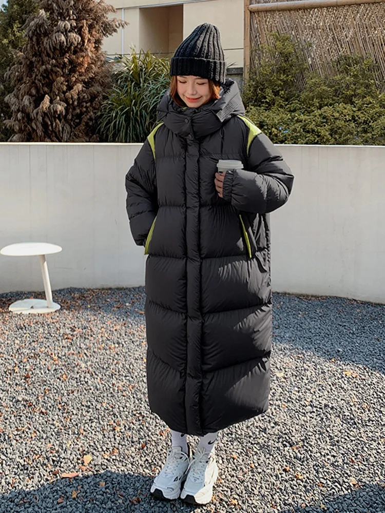 

Women's Black down Feather Cotton-Padded Jacket Winter Thick Coat Mid-Length Cotton Coat Jacket