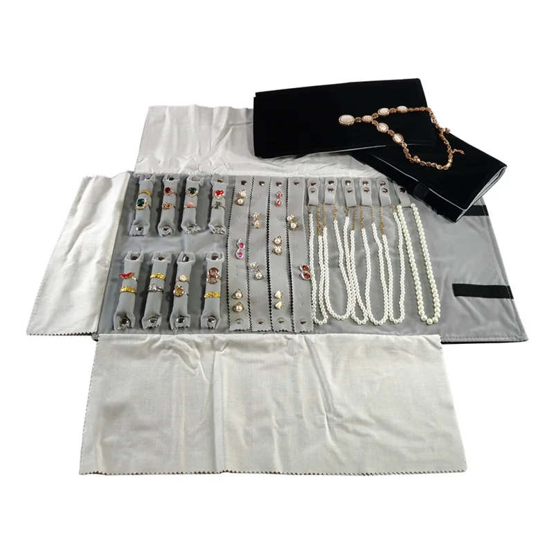 Protection Colliers Bagues Trousse Rouleau à Bijoux Teamoy - Organisateur Voyage Multifonction - 6 Poches Velours - Protection Anti-égratignures Trousse A Bijoux De Voyage