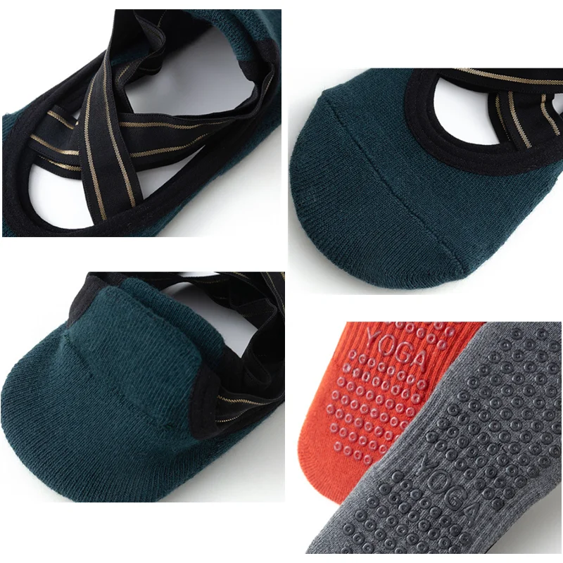 Non-slip Yoga Women Ankle Socks Summer Breathable Cross Back Cotton Underwear Dance Pilates Home Fitness Sports Floor Socks
