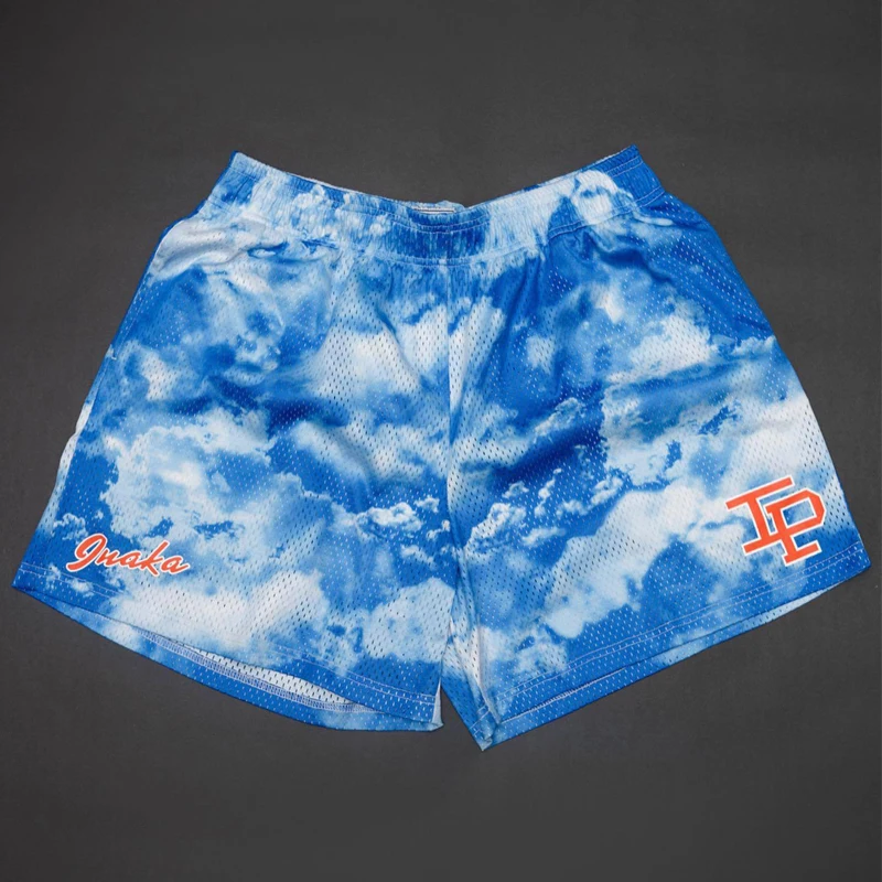 Summer printed men's and women's fashion casual pants Quick drying mesh running exercise basketball sports quarter pants