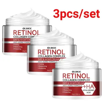 3pcs/set Retinol Wrinkle Remover Face Cream Firming Lifting Anti Aging Fade Fine Lines Moisturizing Whitening Repair Skin Cream