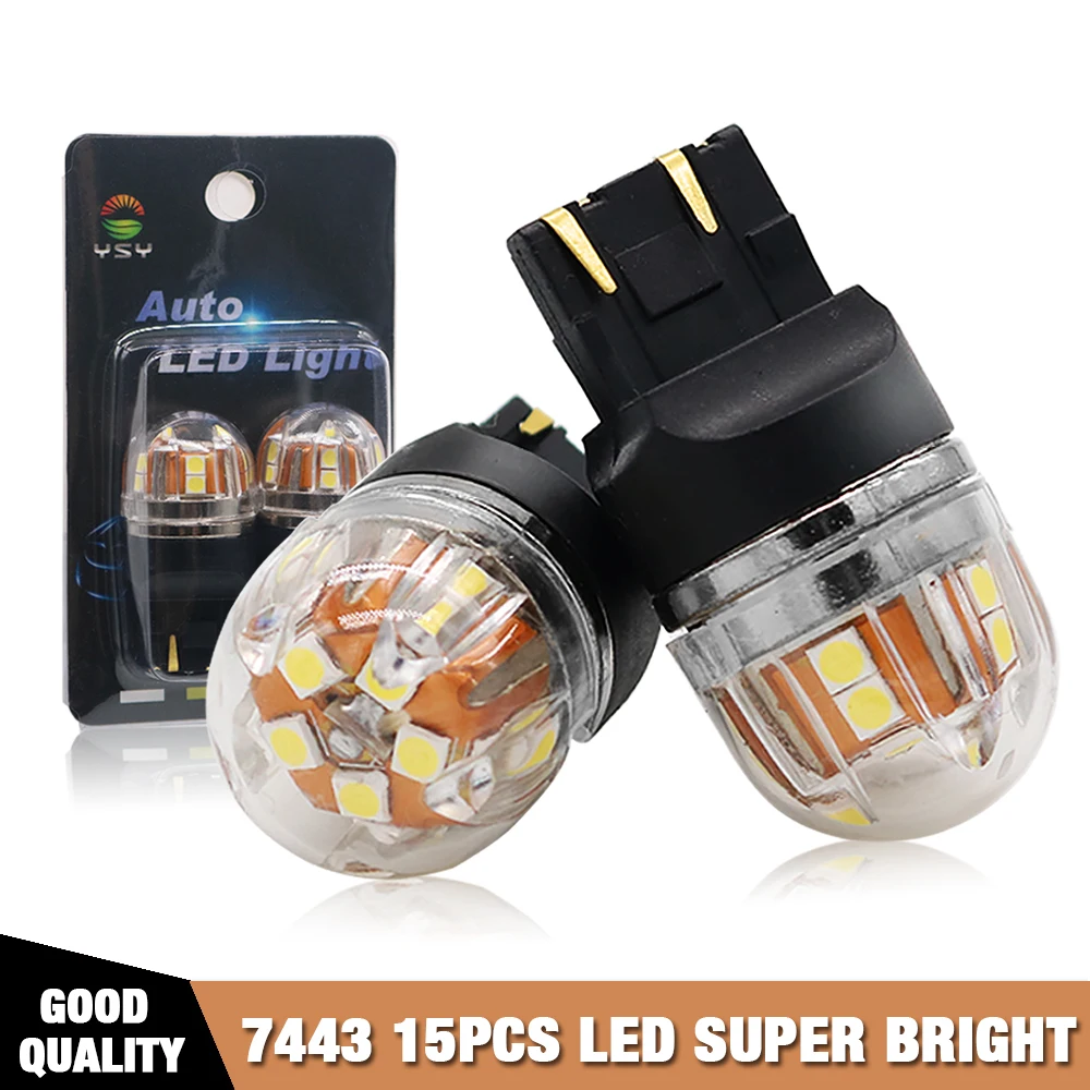 

2x T20 LED 7440 WY21W W21W Led Bulbs 7443 W21/5W Led T20 Super Bright 3030SMD 15 LED Backup Reversing Light for Car Signal Lamp