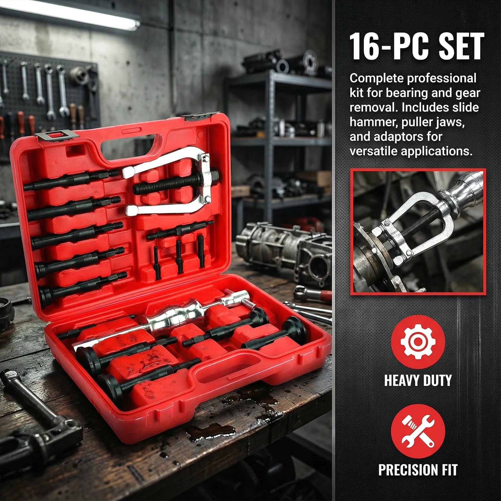 16PCS Blind Inner Bearing Puller with Case Blind Hole Pilot Bearing Internal Extractor Puller
