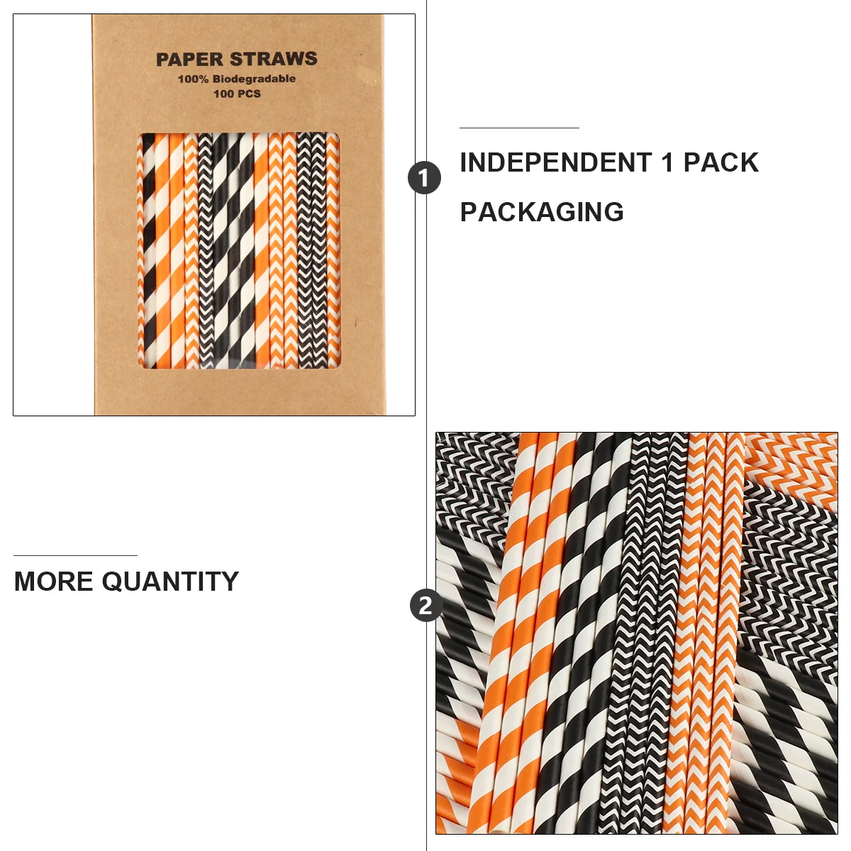 100 Pcs Kraft Paper Straws Disposable Patterned Halloween Drinking Party Coffee Tea Cocktail Unique Gatherings