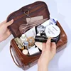 Leather Men Business Portable Toiletry Bag Hanging Toiletry Women Travel Large Storage Cosmetic Bag Waterproof Wash Pouch 2