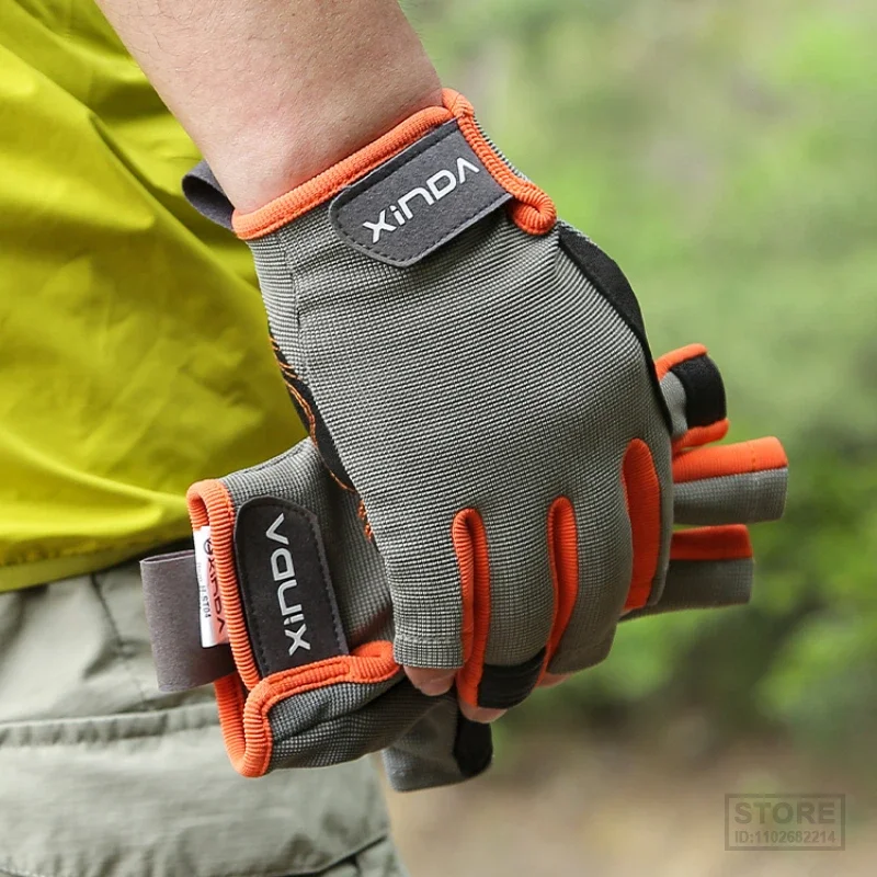 

XINDA professional Outdoor Sports Half Finger Cowhide Climbing Gloves Rock Climb Downhill Hiking Anti Slip Wear resistant gloves