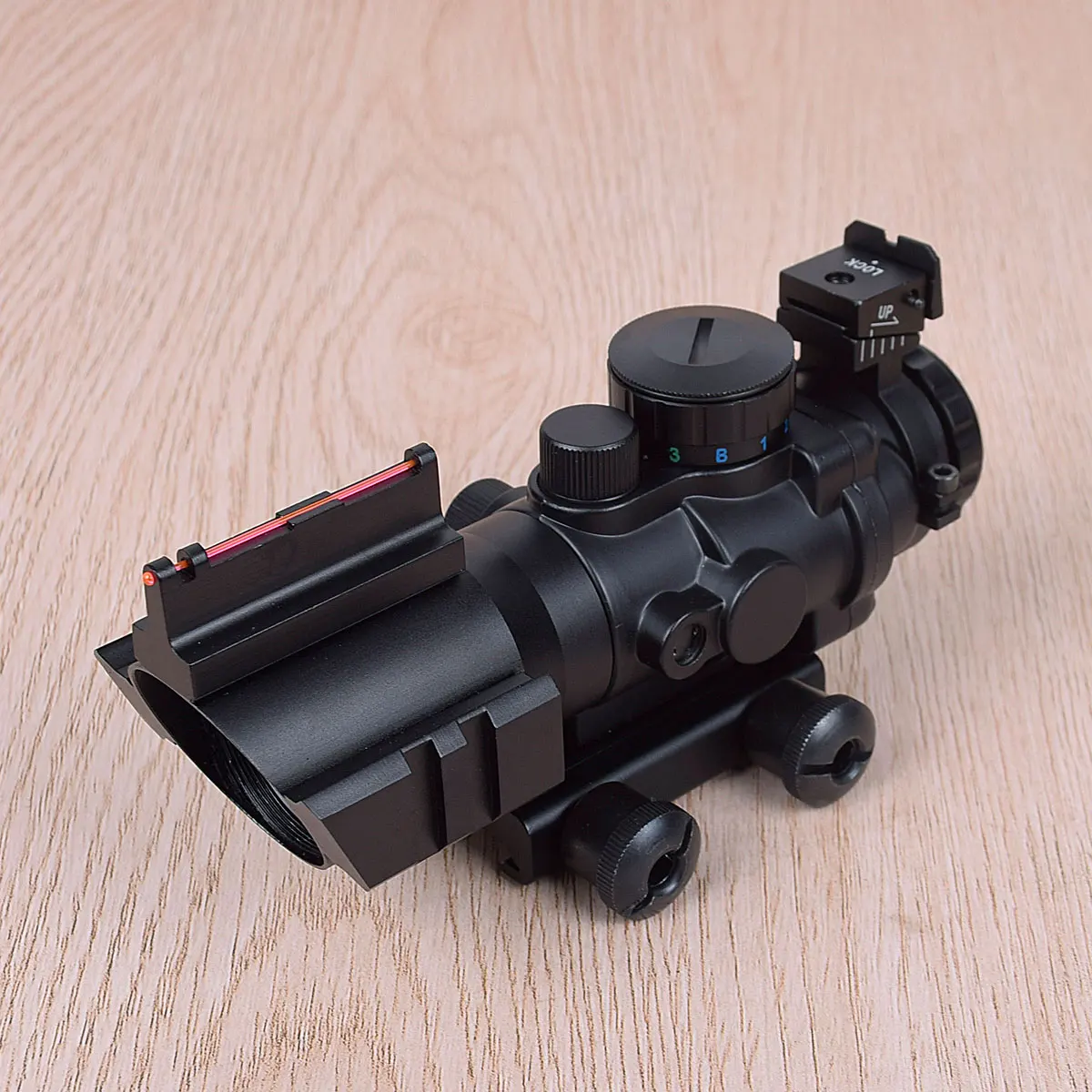 Tactical 4x32 ACOG Riflescope Picatinny Rail Optics Scope Fiber Front