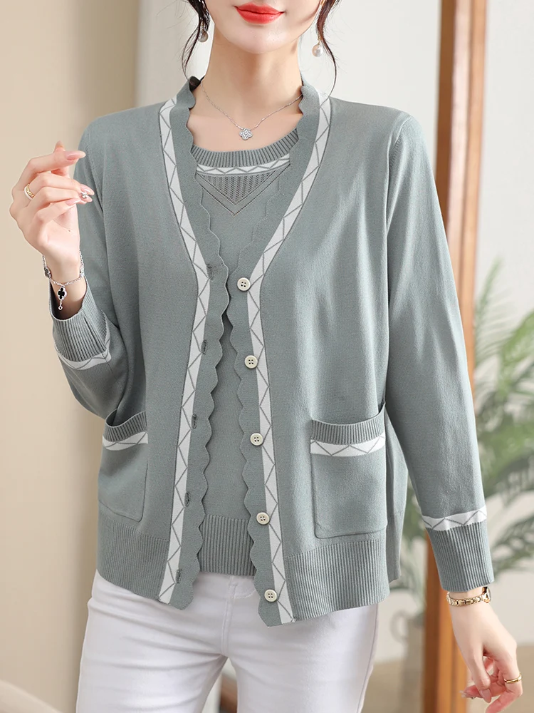 Two Pieces Sets Sweater Women Spring Autumn Mother Sweater