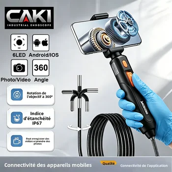 Endoscope Camera Borescope HD 360° Two-Way Type-C Articulating 6mm Car Inspection Industrial Endoscope IOS Or Android 2000+Sold 1