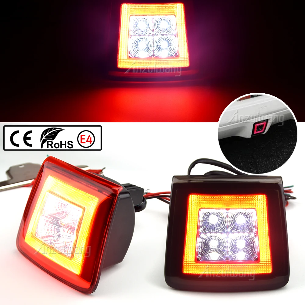 

Bumper Fog Light Kit for 2009-2019 Nissan 370Z & 2013-17 Juke Nismo, Red Brake/Rear Fog & White LED as Backup Reverse Lamp