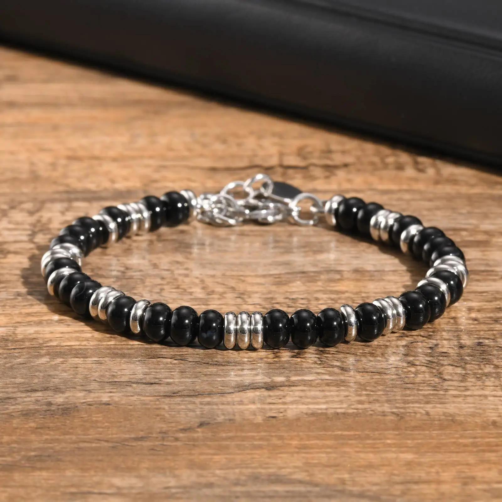 Schwarze Onyx-Steine, Perlenarmbänder für Damen und Herren, klassische Tigerauge-Steine, Kette, verstellbares Armband als Valentinstagsgeschenk