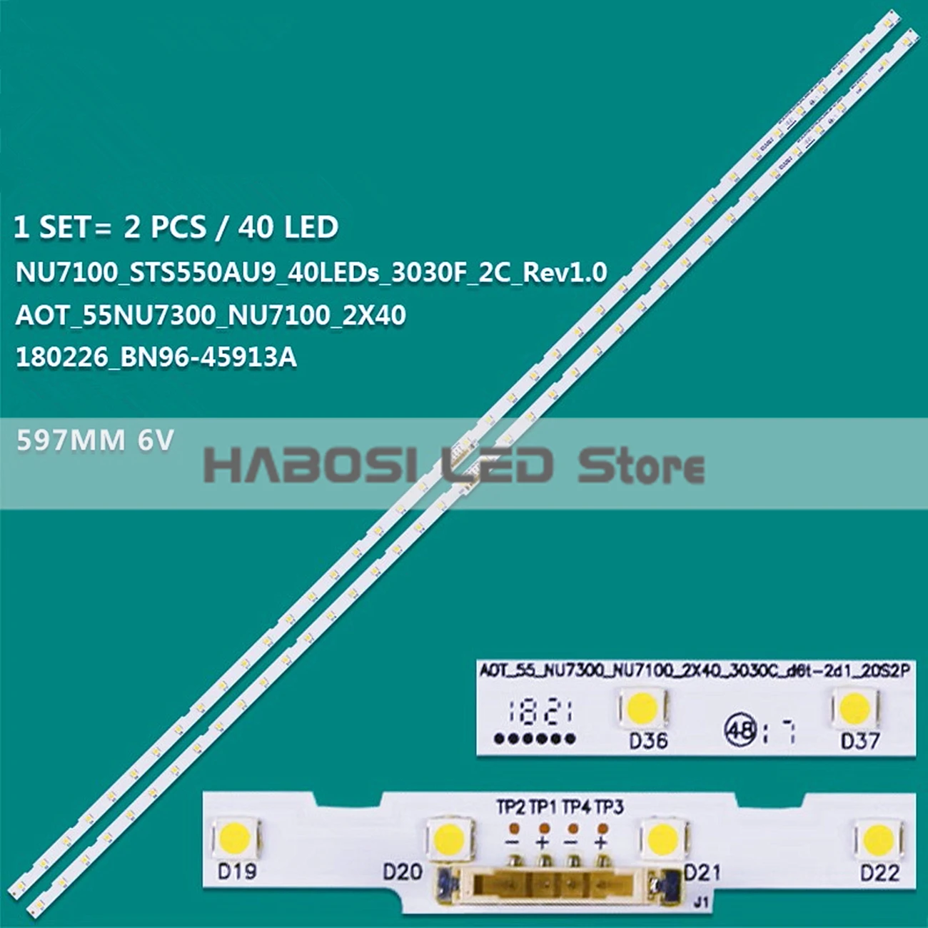 2pcs LED BN96 45913A 46033A BN61 15485A UA55NU7300 UA55NU7400 HG55NJ678U UE55NU7670 UE55NU7655 UE55NU7175 UE55NU7302 UE55NU7305