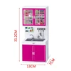 Simulation Kitchen Cabinets Set Children Pretend Play Cooking Tools Mini Tableware Sets Toys Girls Dollhouse Playset 3
