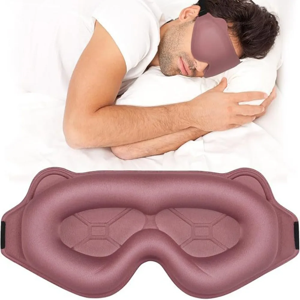 3D Blockout Sleep Eye Mask Breathable Adjustable Strap Light Blocking Eyeshade Ergonomic No Pressure on Eyes Eye Cover Night
