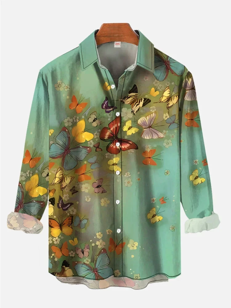 Camisa de hombre con estampado 3D de pintura al óleo, estampado floral colorido, camisas de manga larga, ropa de calle con botones, diseñador de moda, informal