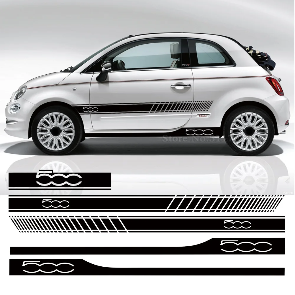 Per Fiat 500 Abarth 595 695 500C 500E Accessori Vintage Porta Auto Strisce Laterali Gonna Cappuccio Copertura Adesivo Vinile Body Kit Decalcomania