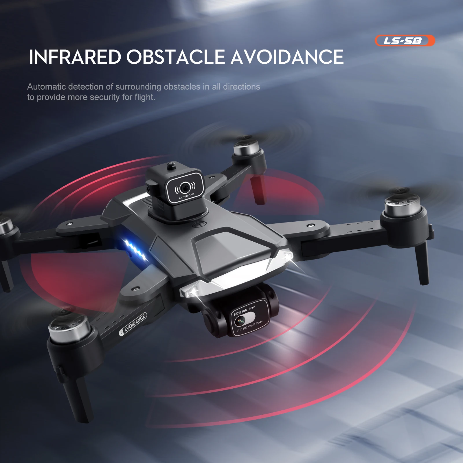 KBDFA LS58 Drone, ls-5d infrared obstacle avoidance automatic detection