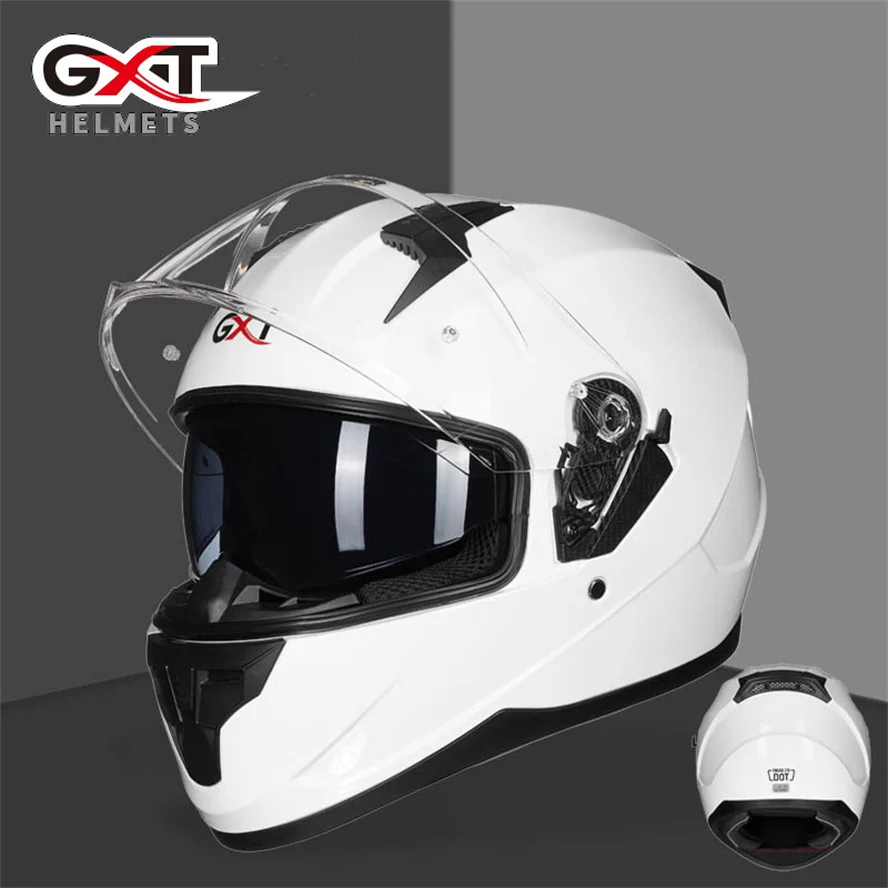 

High Quality GXT Full Face Motorcycle Helmet Classic Safety Motocross Racing Double Lens Casque Moto Casco DOT ECE Approved