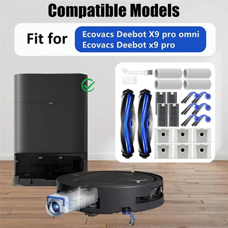 Brosse Anti-enchevêtrement Robot Kit Accessoires Ecovacs Deebot X9 Pro - 19 Pièces : Brosses, Filtres, Sacs Filtres Hepa Sacs Poussière