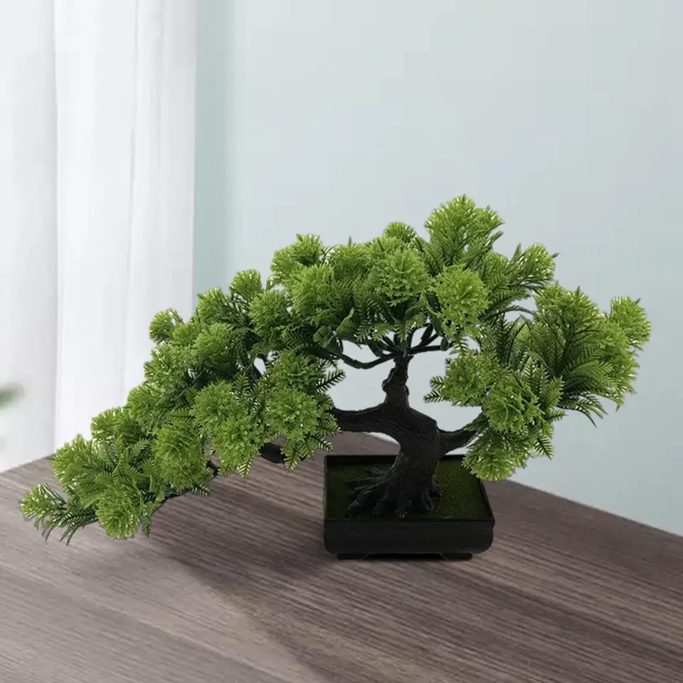 Kunstmatige boom Kunstmatige bonsaiboom for binnen - Zen nepplant in pot Kunstplanten, Japanse dennenbonsaiplant for huisdecoratie, kantoor/vensterbank/tuin Simulatieboom (Color : Rood