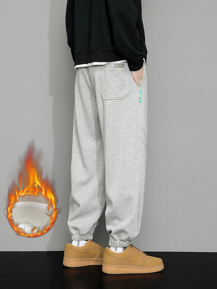Winter Men's Sweatpants Warm Joggers Big Size 8XL 7XL 6XL Fleece Liner Cotton Sports Pants Colorfull Drawstring Thermal Trousers 5