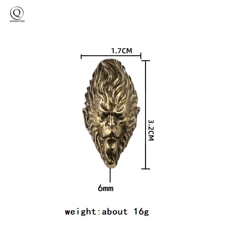 Brass Wolf Head Warrior Knife Beads Pendants Jewelry Outdoor Umbrella Rope Handmade Lanyard Hangings DIY Keychains Accessories