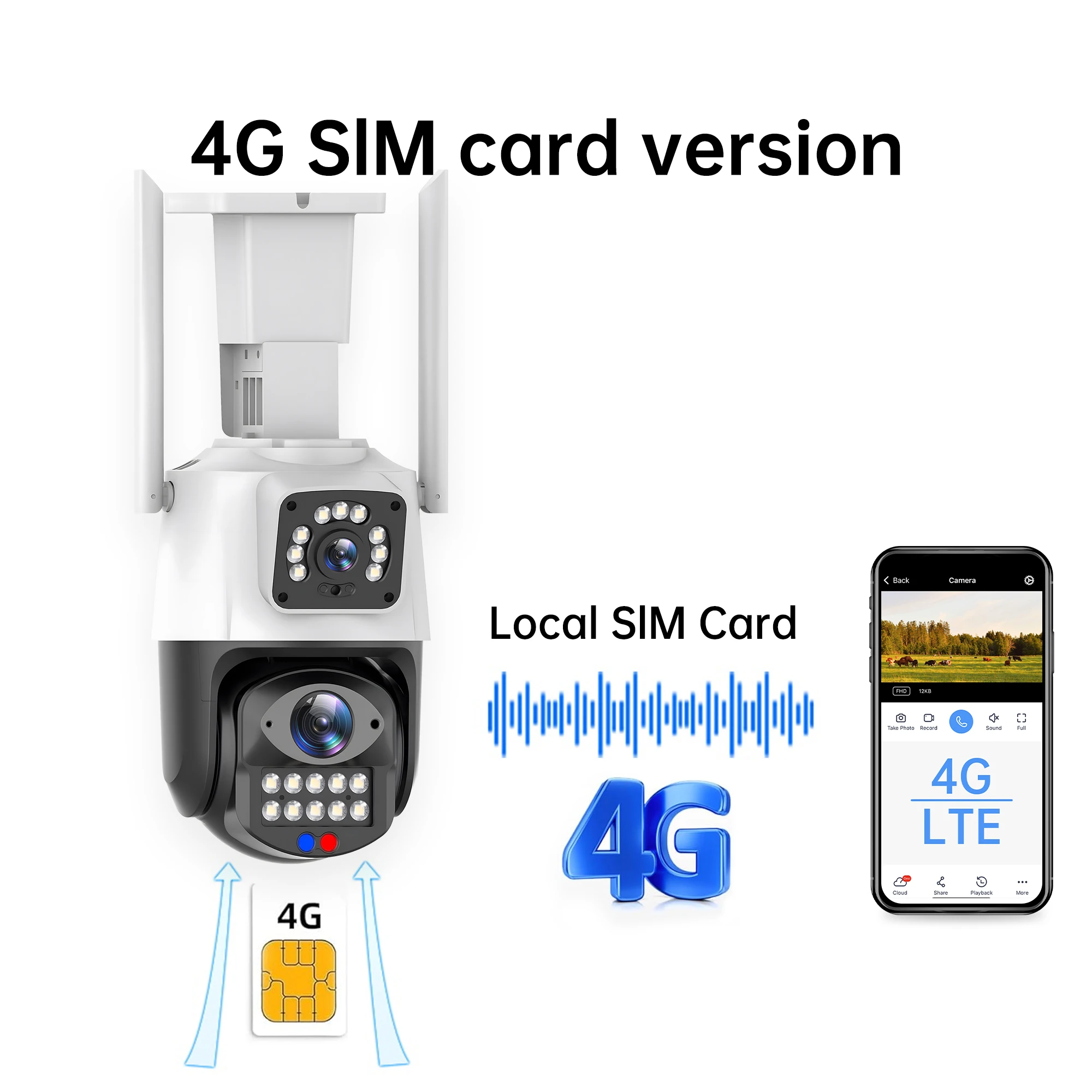 6MP 3K 4G Sim Camera Dual Lens Dual Screen 2.4G/5.8 Wifi PTZ Outdoor Ai Human Detection IP Camera CCTV Security Protection