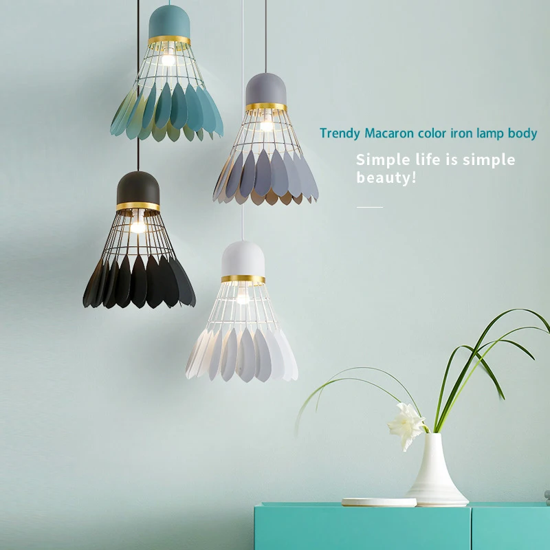 

Modern nordic creative pendant lights E27 led badminton hanging lampshade for kitchen living room bedroom restaurant lobby cafe