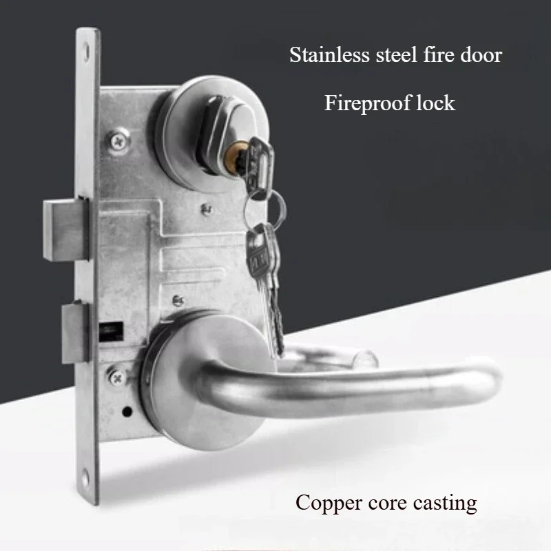 Fire Resistant Door Lock Universal Stainless Steel Lock Complete Set Of Fire Safety Channel Door Core Escape Sliding Door Lock