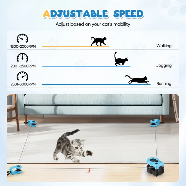 Bâton électrique et jouet de marche pour chat, avec télécommande, programme interactif de perte de poids, vocalises, et tapis roulant d'intérieur à plumes pour chat 6