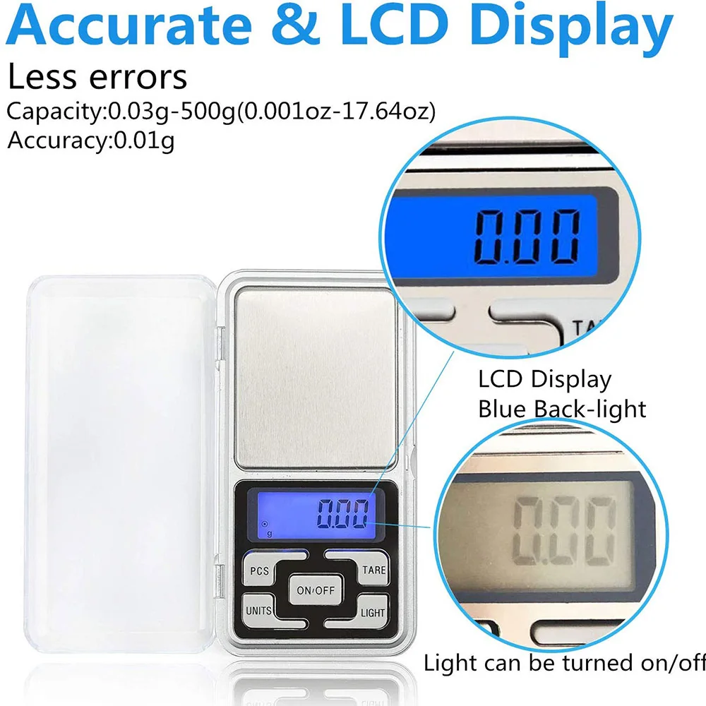 Towayer Electronic Scales Jewelry Gold Balance Weight Gram LCD Pocket Weighting Digital Kitchen Scale With High Precision 0.01g portable scale pocket scale jewelry scale digital scale kitchen scale weighing tools