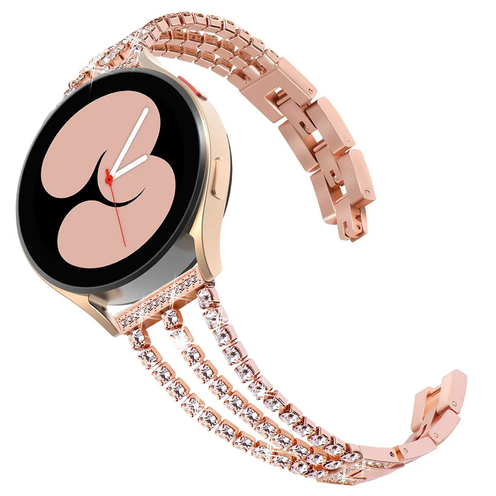 Elegant Diamond-Encrusted Metal Chain Watch Strap in Stainless Steel, 20/22mm
